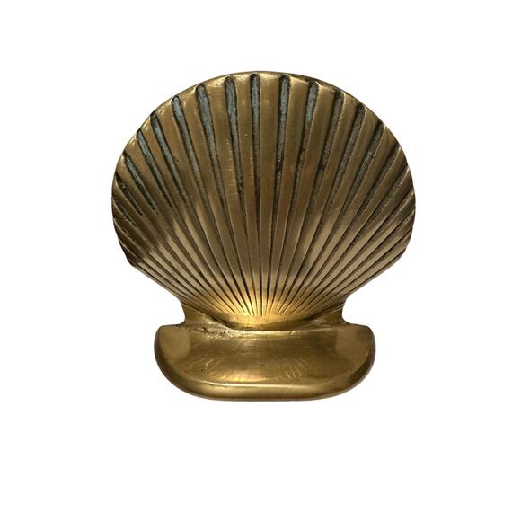 Vintage Eighties 80s Seashell Scallop Brass Bookend - Picture 1 of 5